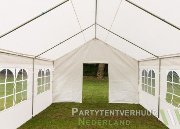 Partytent 4x6 meter voorkant met deur huren - Partytentverhuur Roosendaal
